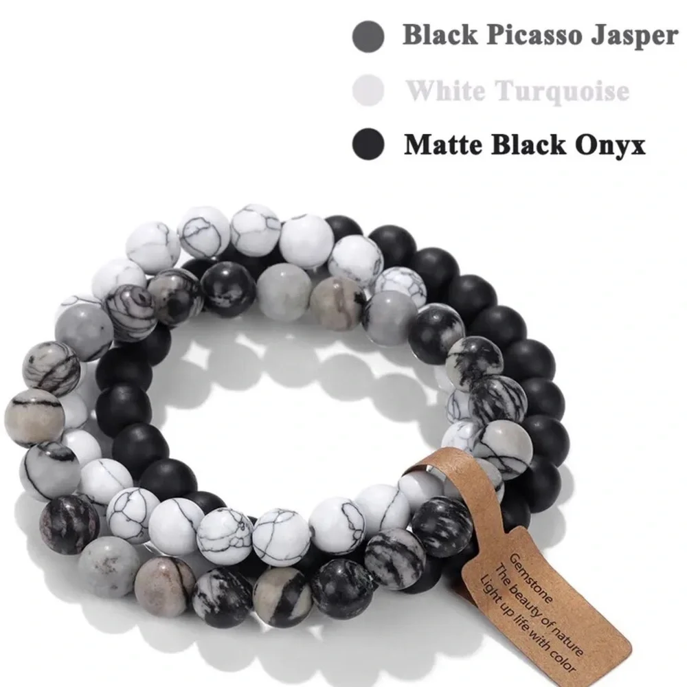Set of three large gemstone bracelets - Picture 1 of 2